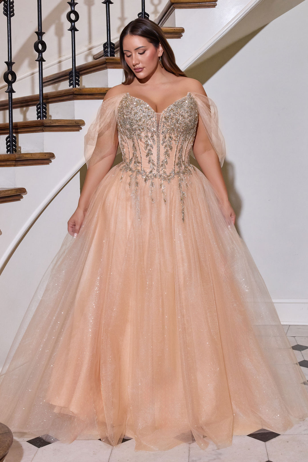 Cinderella Divine CD721C A-Line Evening Gown with Sweetheart Neckline
