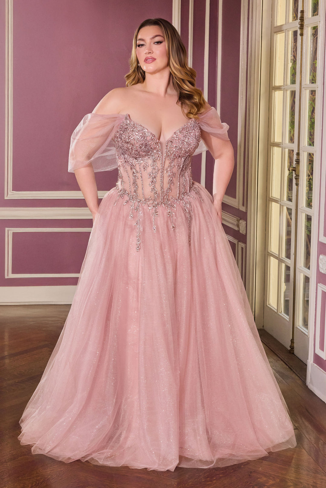 Cinderella Divine CD721C A-Line Evening Gown with Sweetheart Neckline