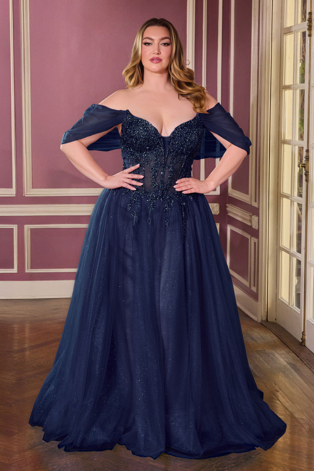 Cinderella Divine CD721C A-Line Evening Gown with Sweetheart Neckline