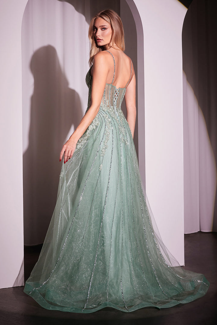 CINDERELLA DIVINE CD786 Crystal Embellished A-Line Tulle Dress