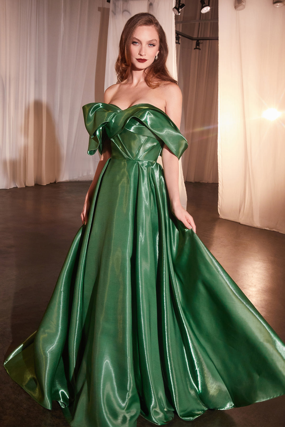 liquid silk organza dress CINDERELLA DIVINE CD801 Luxurious Organza Off The Shoulder Ball Gown The Gown Galleria