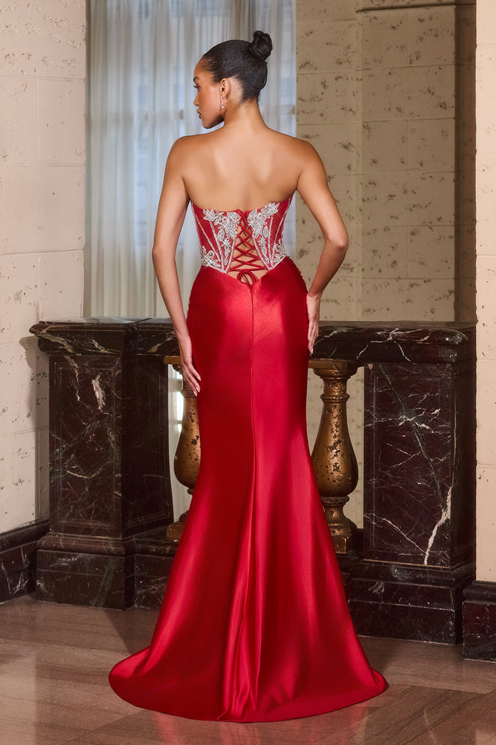 Cinderella Divine CDS546 Gold Evening Gown with Sweetheart Neckline