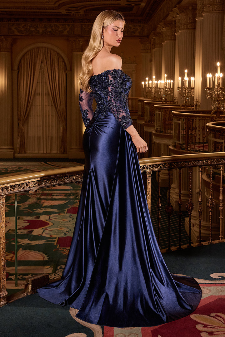 Cinderella Divine CDS549 Off-The-Shoulder Evening Gown