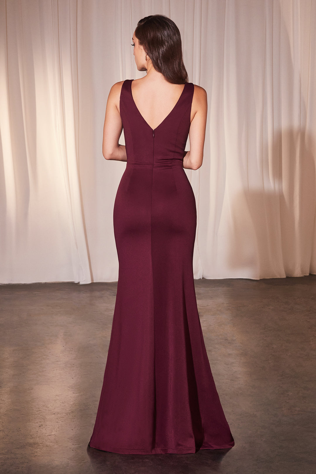 CINDERELLA DIVINE CH377 Fitted Neoprene Burgundy Dress The Gown Galleria CINDERELLA DIVINE CH377 Fitted Neoprene Burgundy Dress The Gown Galleria