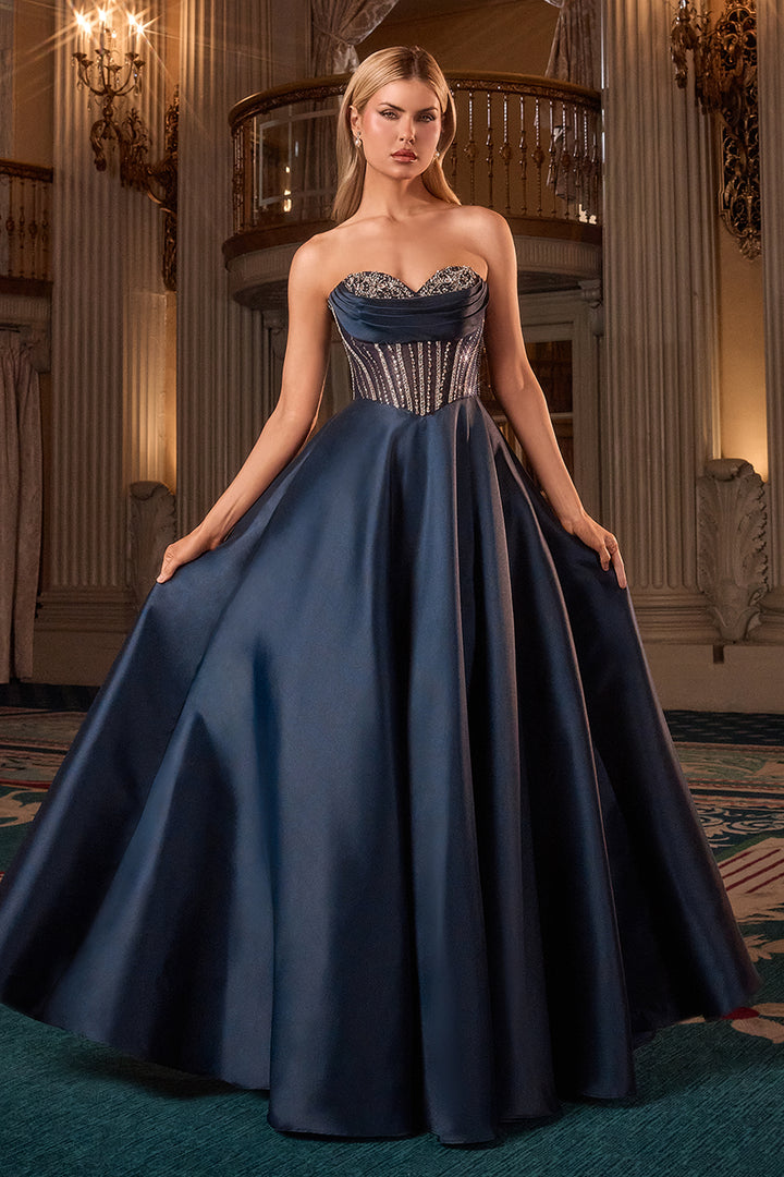 Cinderella Divine CK2405 Evening Gown with Strapless Neckline