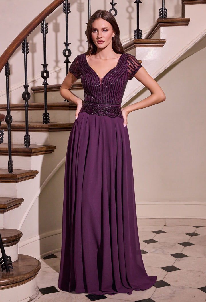 Cinderella Divine CL07 Evening Gown A-Line Deep V-Neckline