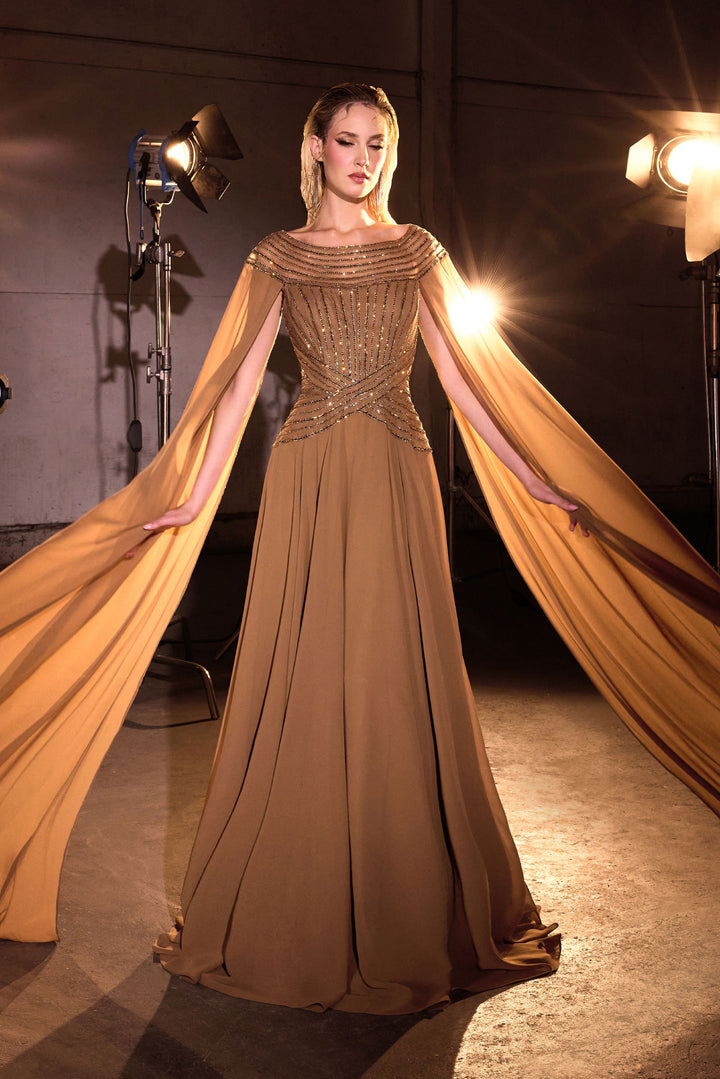 Cinderella Divine CL08 A-Line Evening Gown with Bateau Neckline