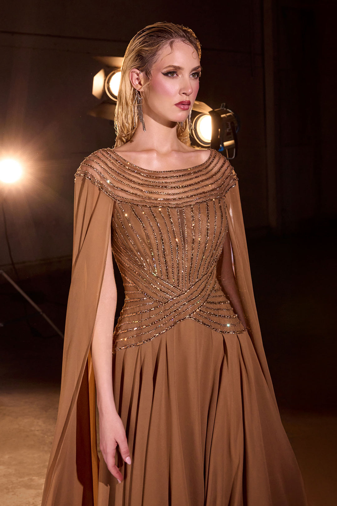 Cinderella Divine CL08 A-Line Evening Gown with Bateau Neckline