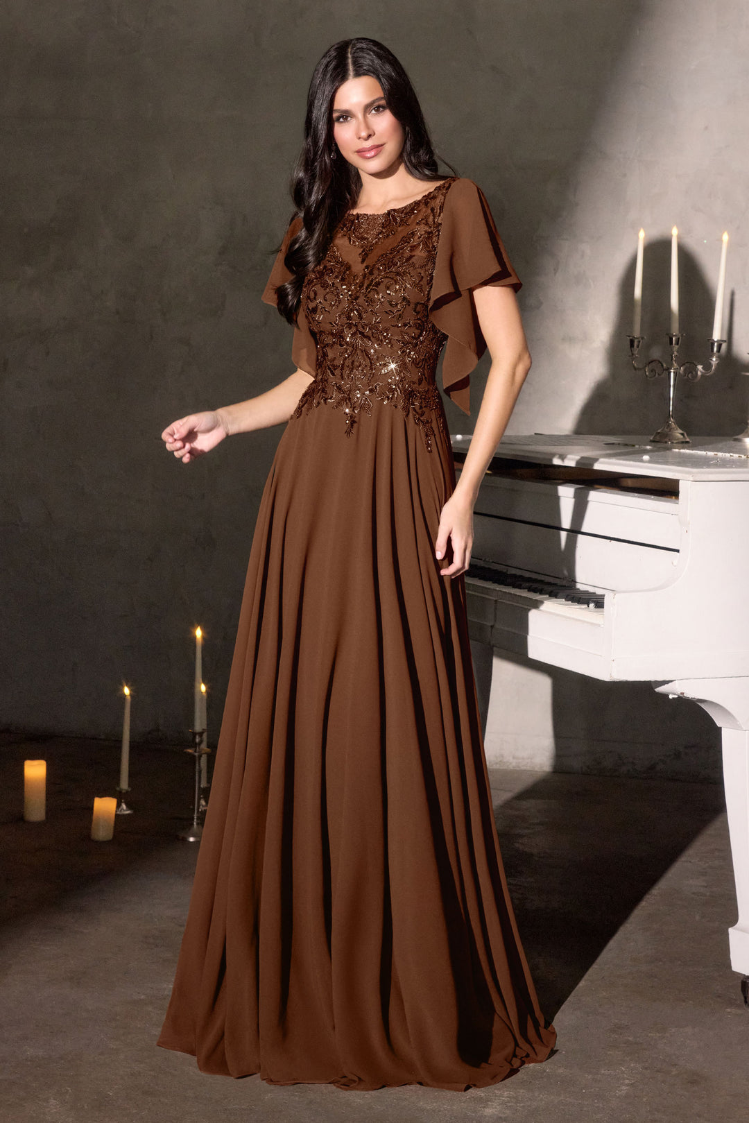 Cinderella Divine CL09 Evening Gown with Illusion Neckline