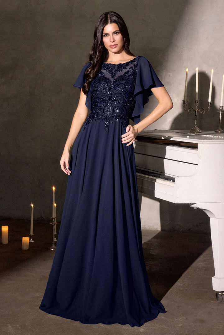 Cinderella Divine CL09 Evening Gown with Illusion Neckline