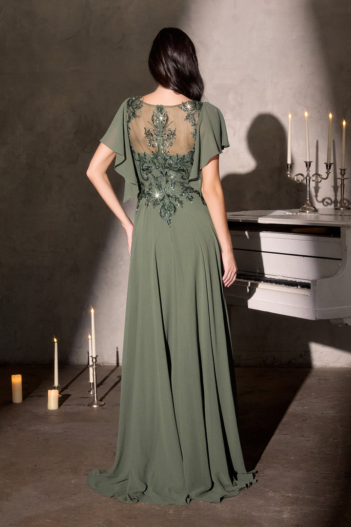 Cinderella Divine CL09 Evening Gown with Illusion Neckline