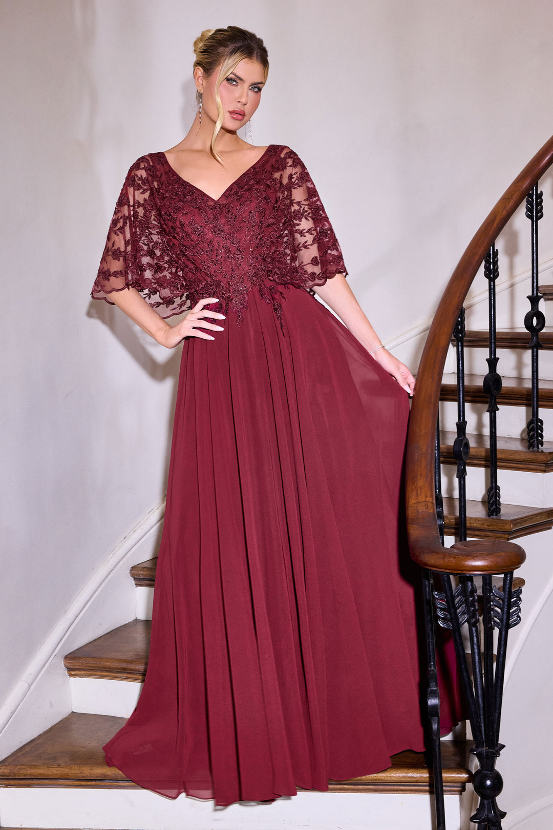 Cinderella Divine CL10 Evening Gown with V-Neckline