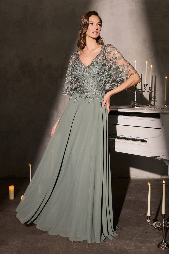 Cinderella Divine CL10 Evening Gown with V-Neckline