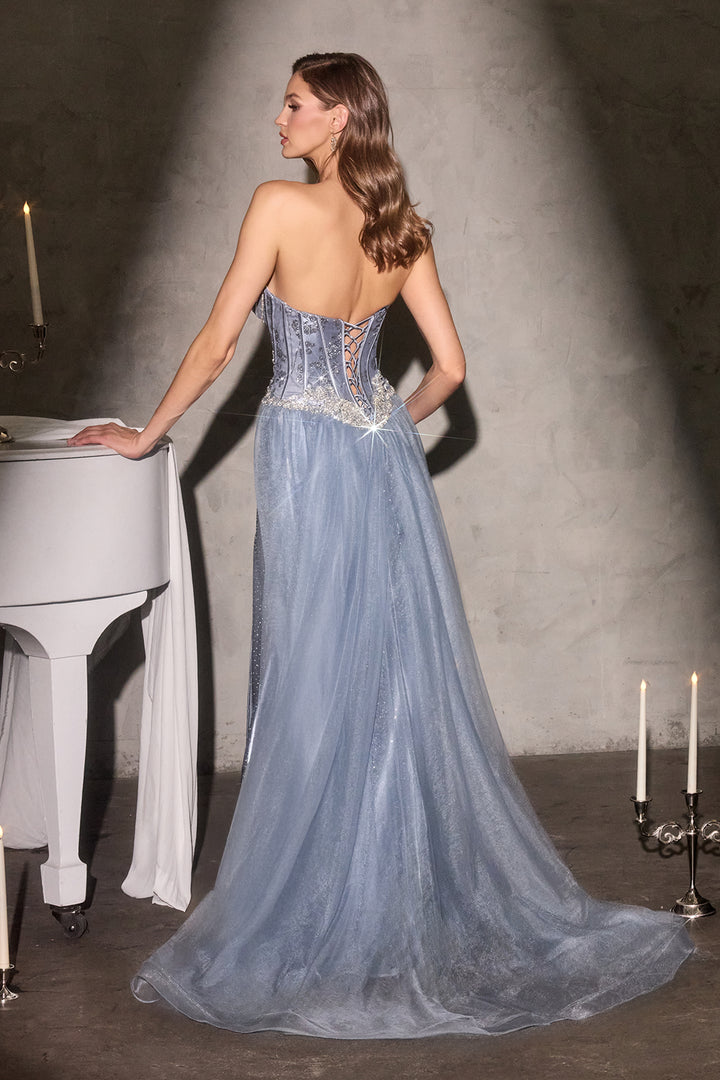 Cinderella Divine CM392 Evening Gown with Thigh-High Slit