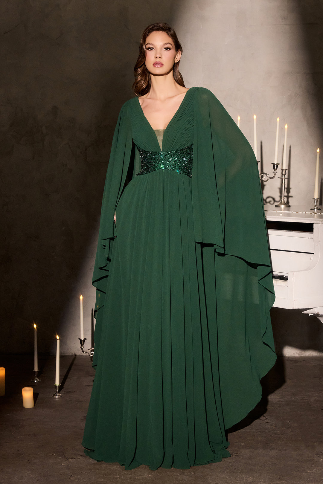 Cinderella Divine CM8244 Evening Gown with A-Line Silhouette