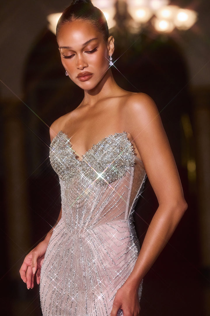 Cinderella Divine J903 Fitted Evening Gown with Sweetheart Neckline