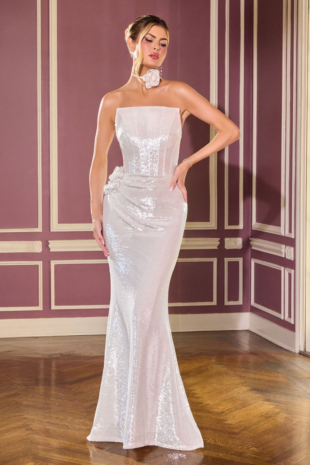 Cinderella Divine J905 Evening Gown Strapless Sequin Design