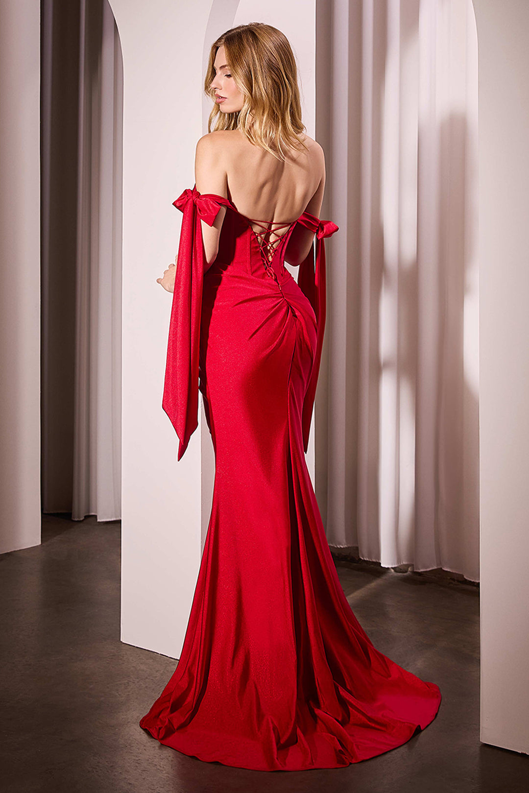 CINDERELLA DIVINE KV1120 Off The Shoulder Stretch Spandex Fitted Dress The Gown Galleria CINDERELLA DIVINE KV1120 Off The Shoulder Stretch Spandex Fitted Dress The Gown Galleria