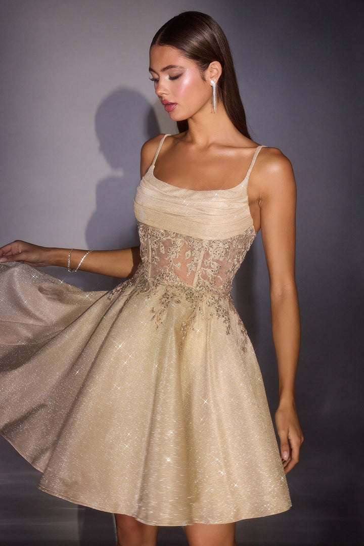 Cinderella Divine KV1152 Fit-and-Flare Floral Homecoming Dress