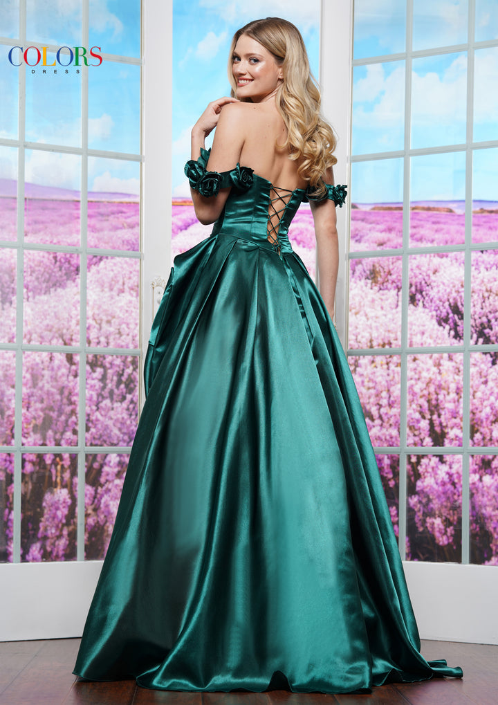 Colors Dress 3521 Off Shoulder Prom Dress With Ruched Skirt