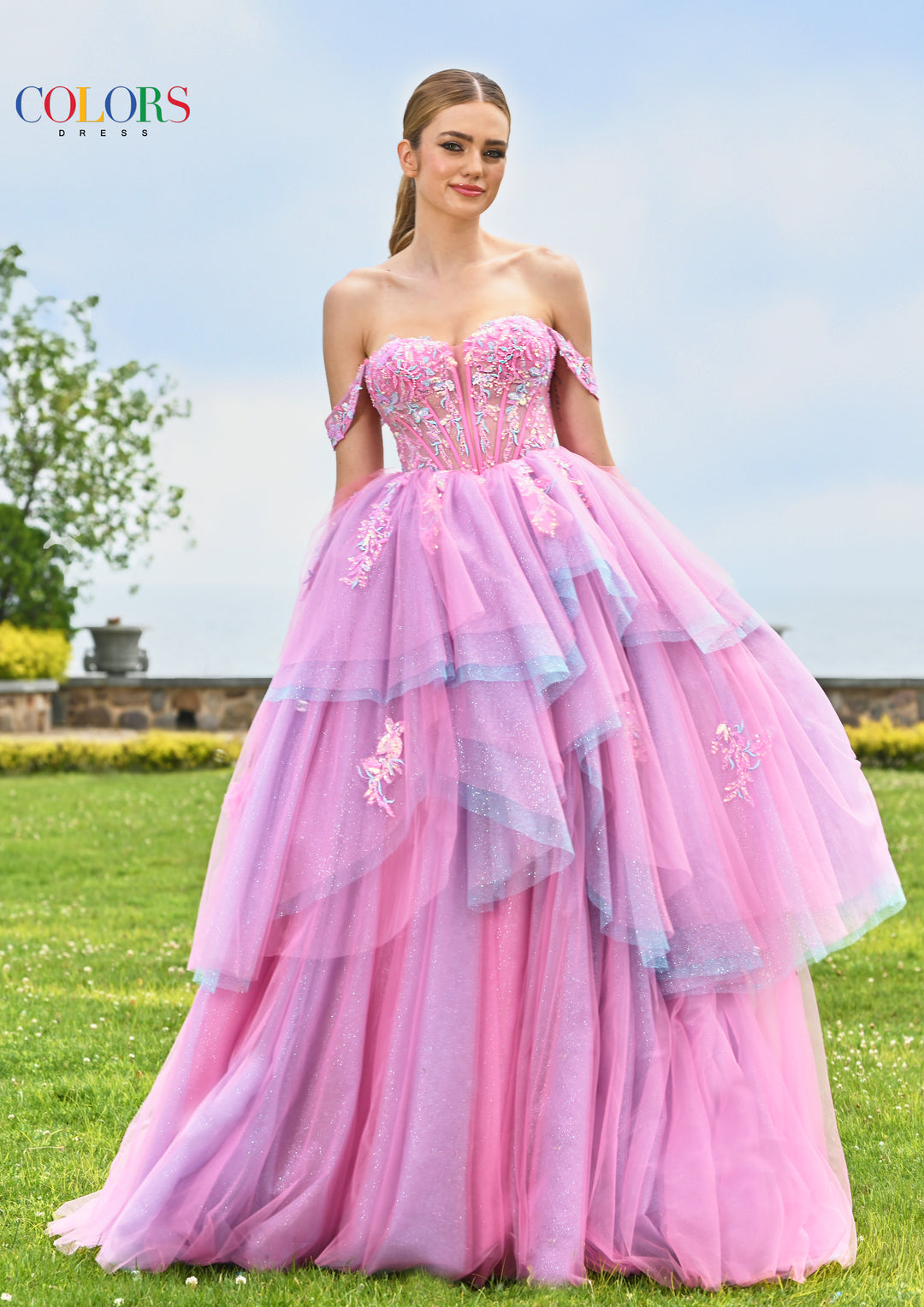 Colors Dress 3534 Evening Gown Sweetheart Ruffle Layered Design