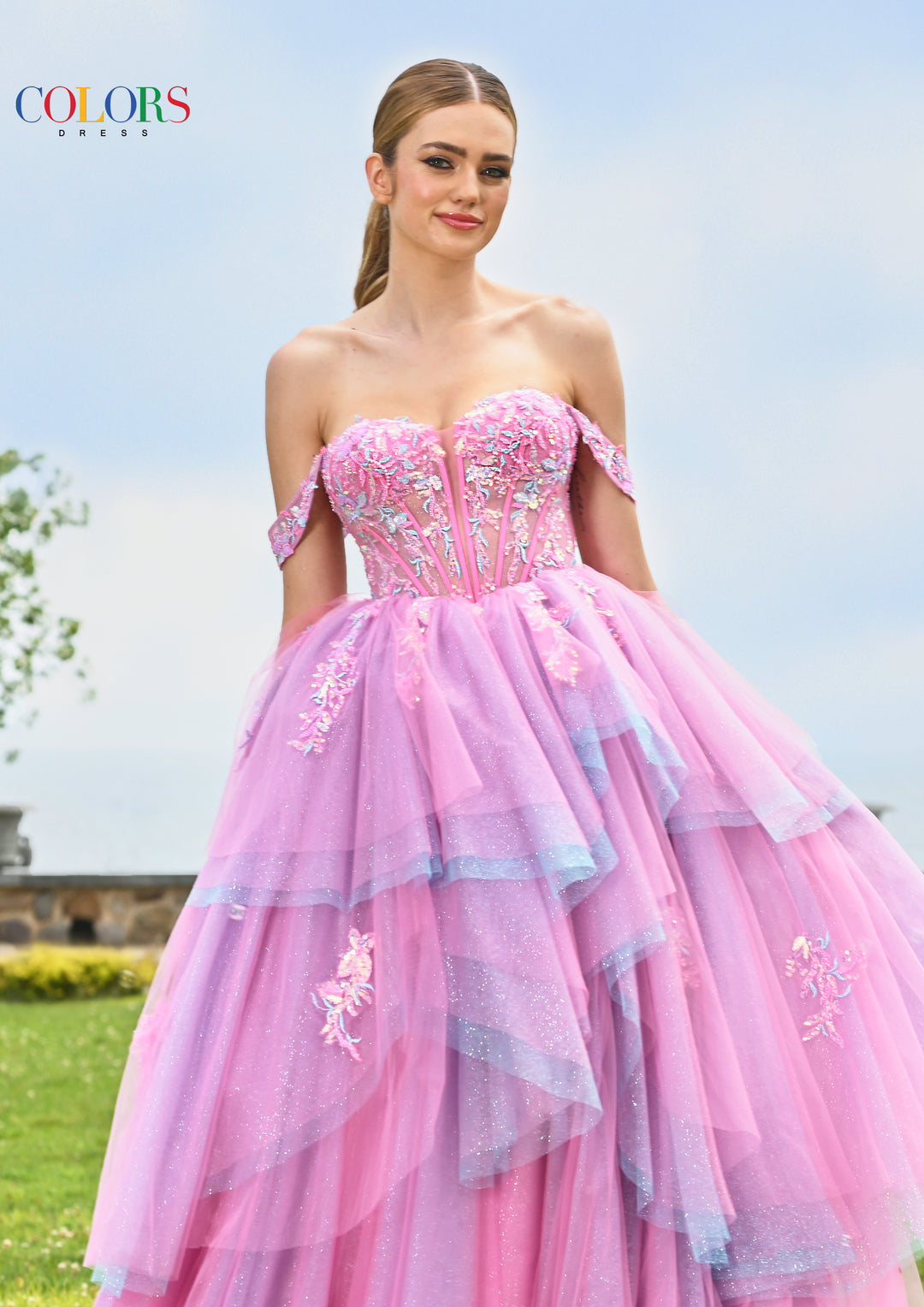 Colors Dress 3534 Evening Gown Sweetheart Ruffle Layered Design