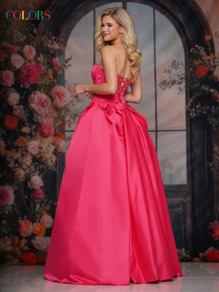 COLORS 3739 Hot Pink Long Prom Dress With Sweetheart Neckline