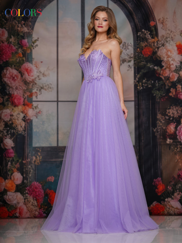 COLORS 3797 Long Prom Dress With Sweetheart Neckline