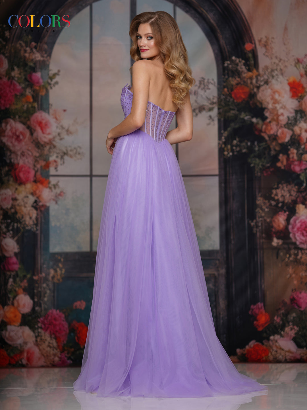 COLORS 3797 Long Prom Dress With Sweetheart Neckline