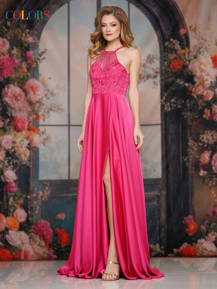 COLORS 3822 Long Prom Dress With Sweetheart Neckline