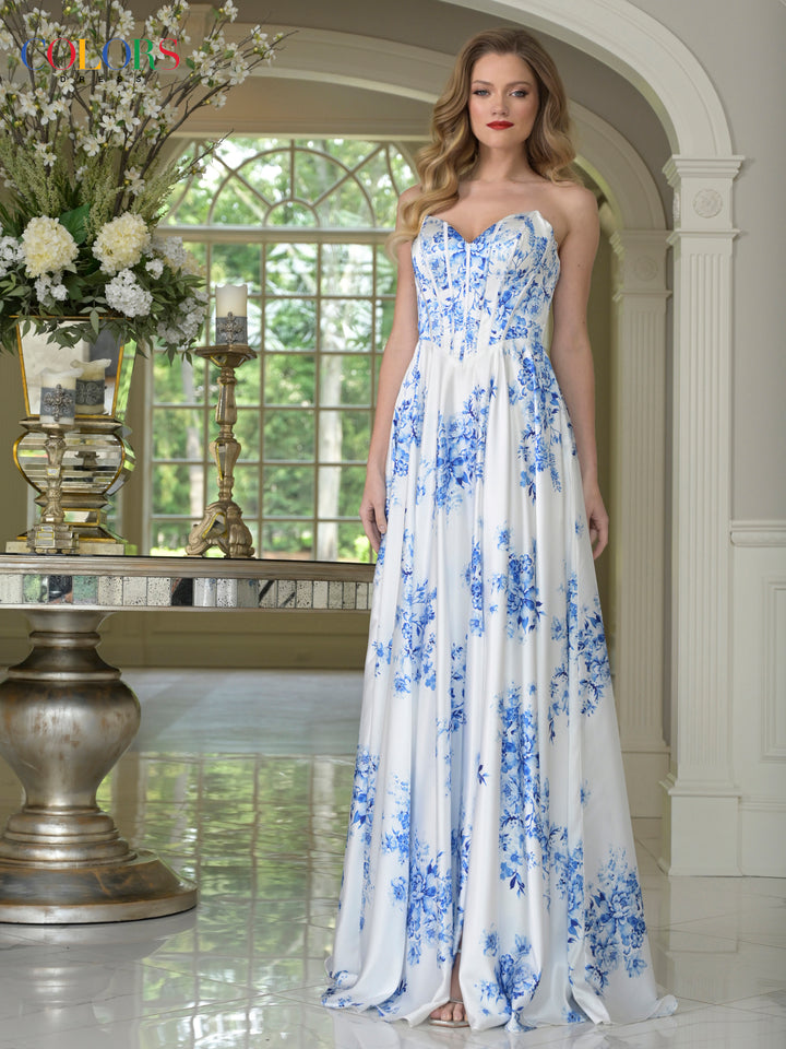 COLORS 3857 Long Prom Dress With Sweetheart Neckline