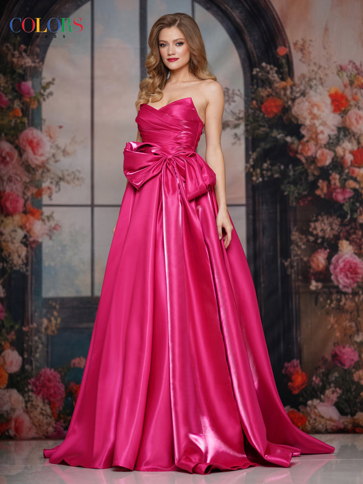 COLORS 3860 Black Strapless A-Line Prom Dress