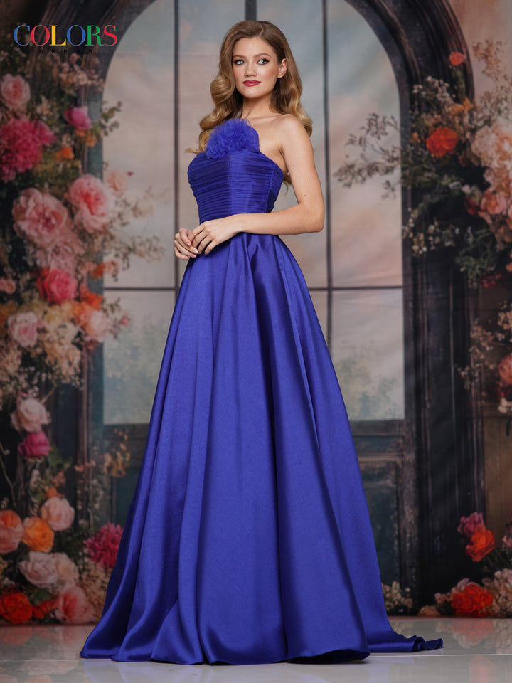 Colors Dress 3737 Floral Accent A-Line Silhouette Evening Gown