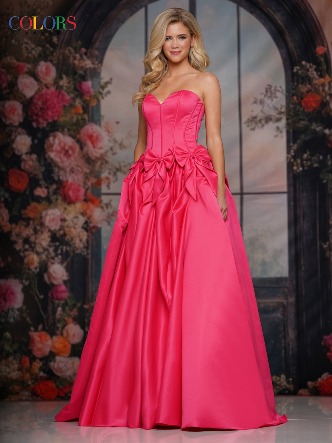 Colors Dress 3739 Bow Accent A-Line Silhouette Evening Gown