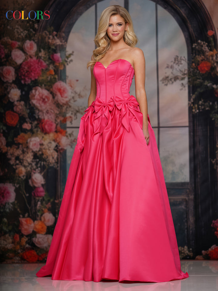 Colors Dress 3739 Bow Accent A-Line Silhouette Evening Gown