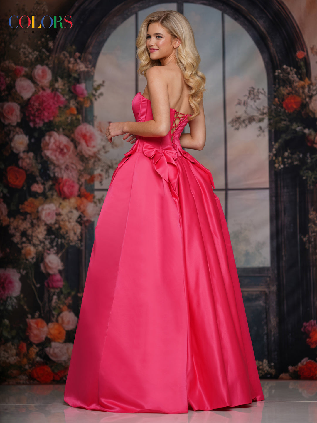 Colors Dress 3739 Bow Accent A-Line Silhouette Evening Gown