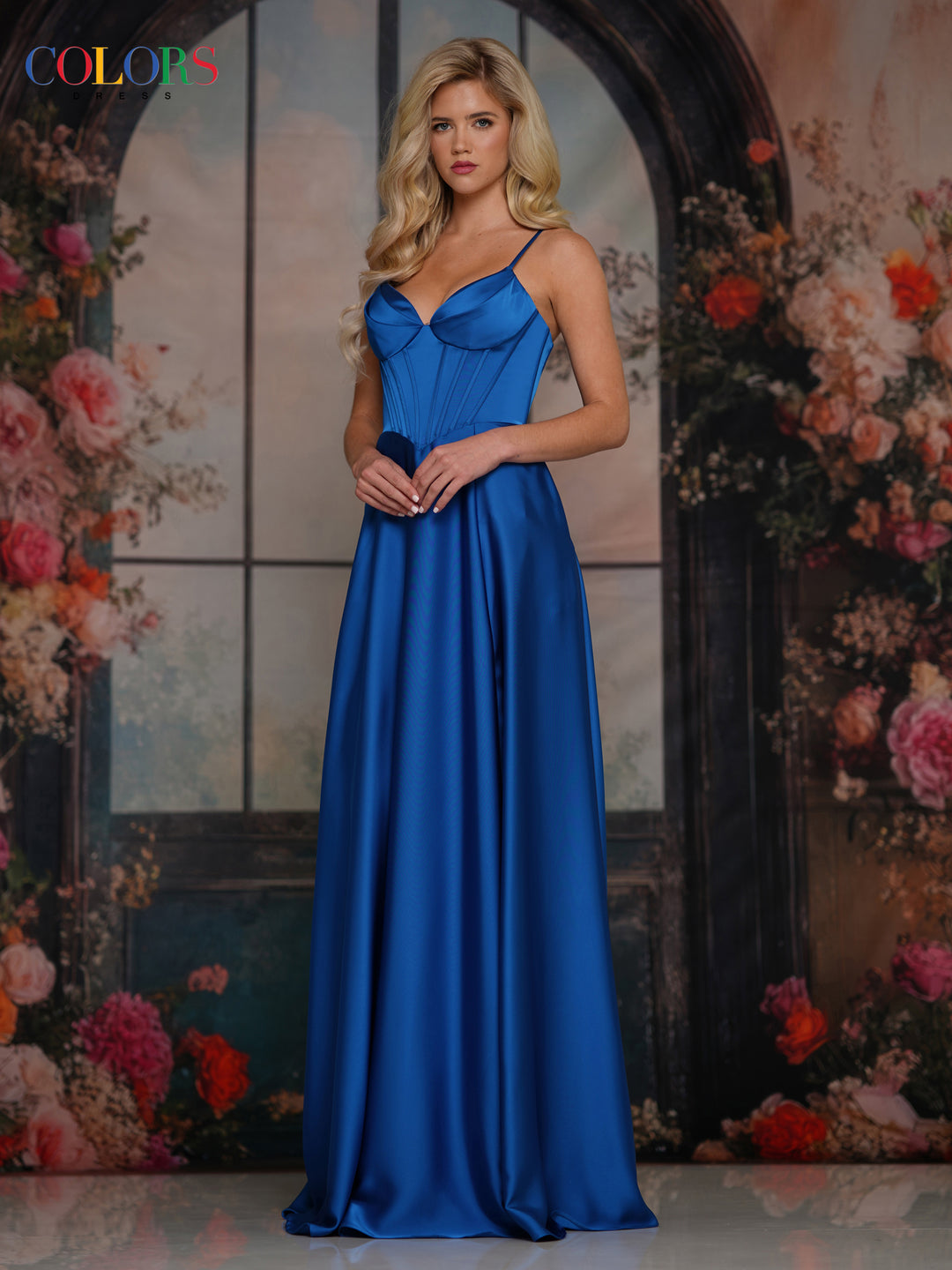 Colors Dress 3743 Sweetheart Satin A-Line Evening Gown