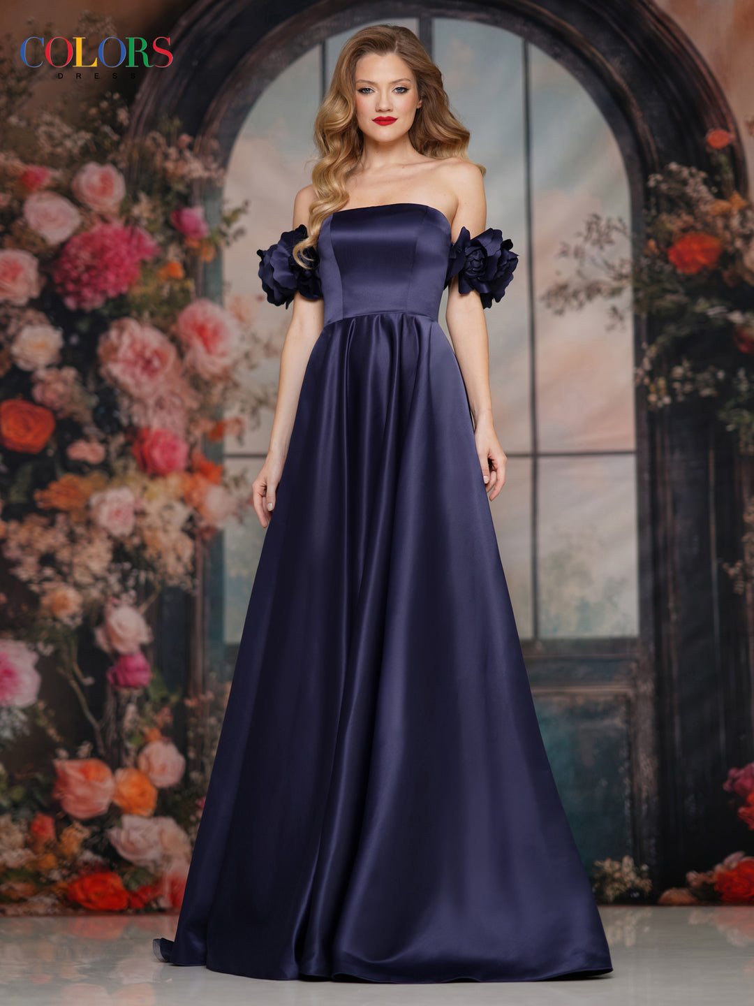 Colors Dress 3744 Straight Neckline Evening Gown