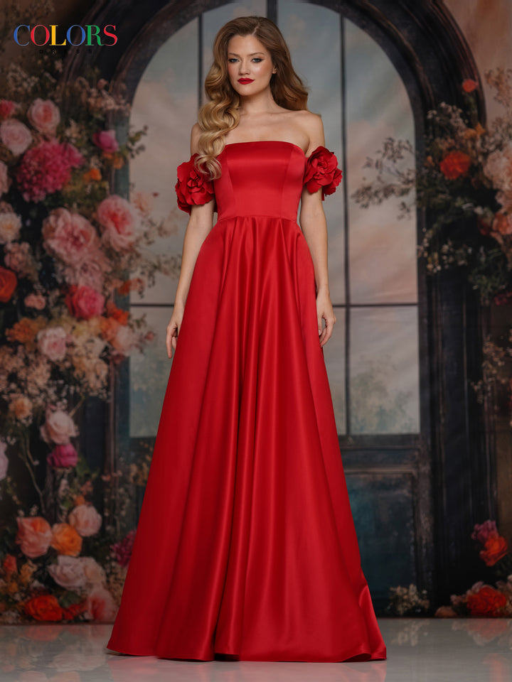 Colors Dress 3744 Straight Neckline Evening Gown