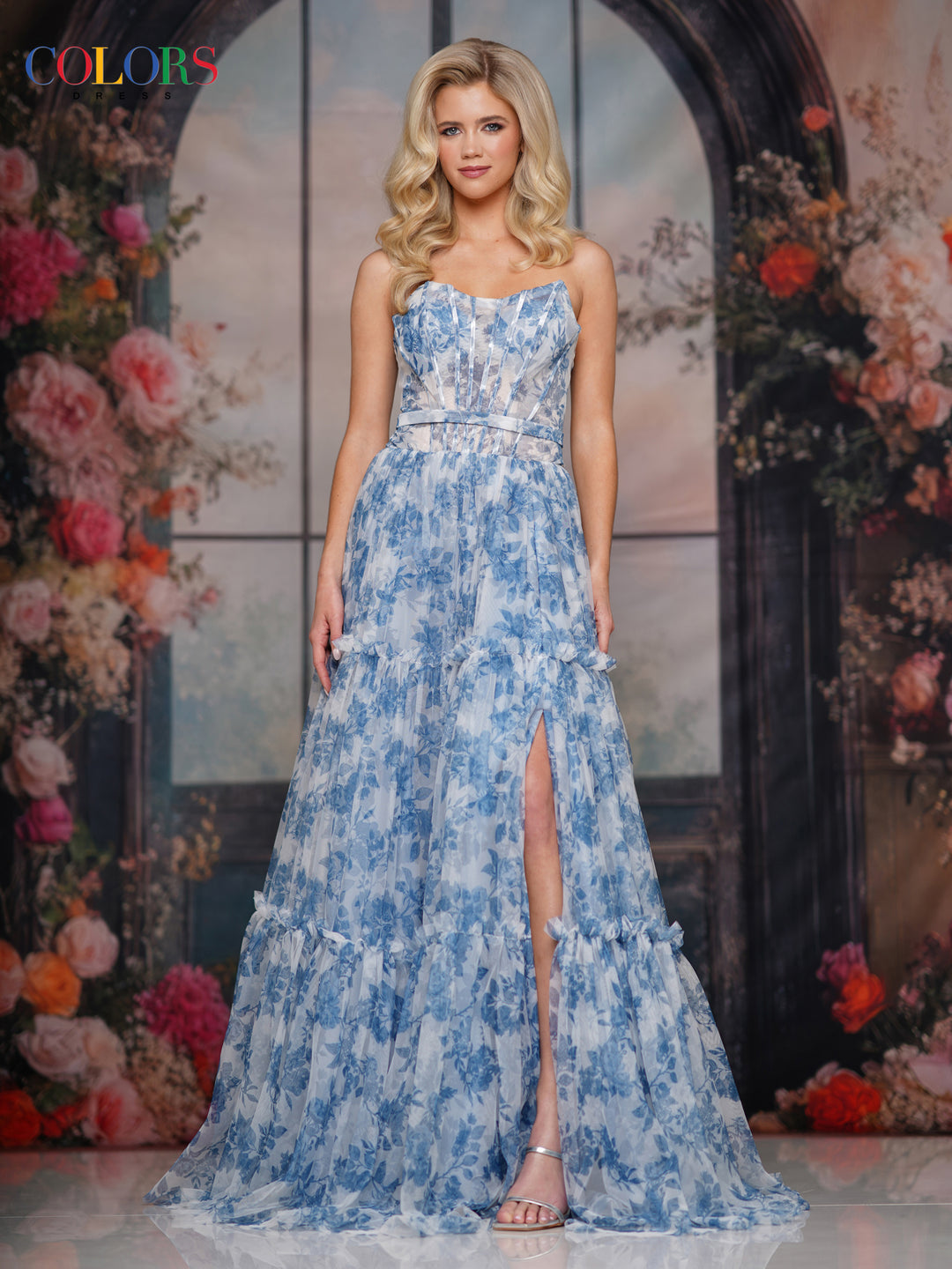 Colors Dress 3810 Tiered A-Line Silhouette Evening Gown
