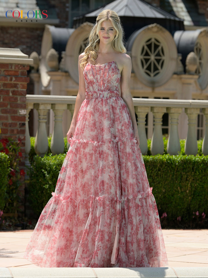 Colors Dress 3810 Tiered A-Line Silhouette Evening Gown