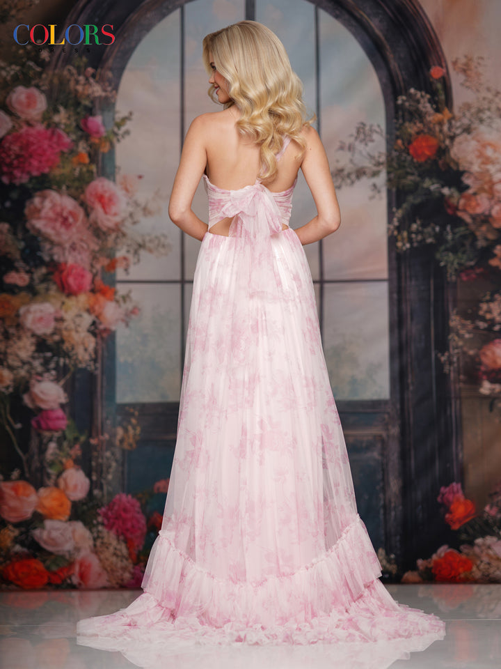 Colors Dress 3814 One Shoulder Floral Evening Gown