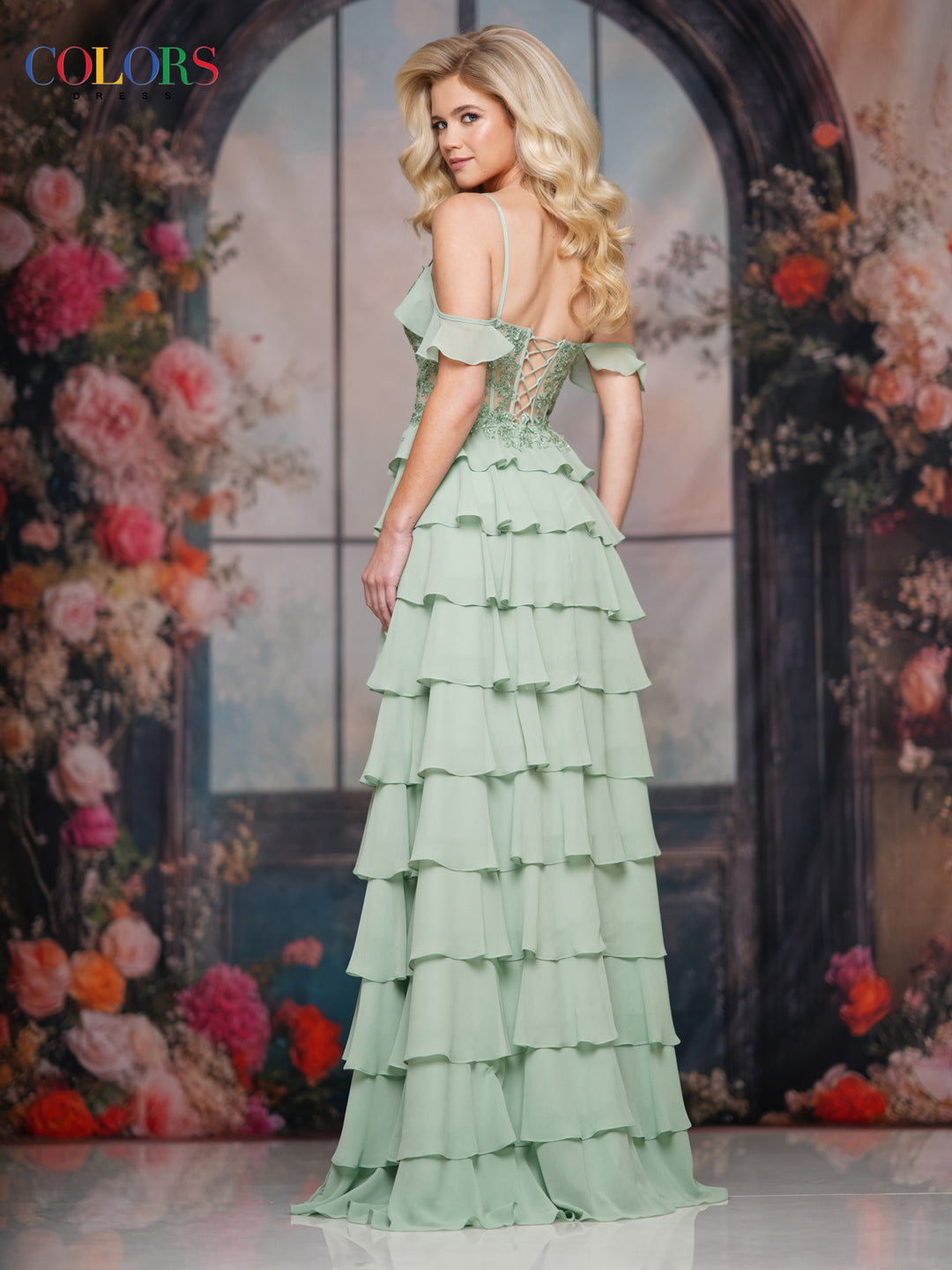 Colors Dress 3820 Beaded Lace Bodice Evening Gown