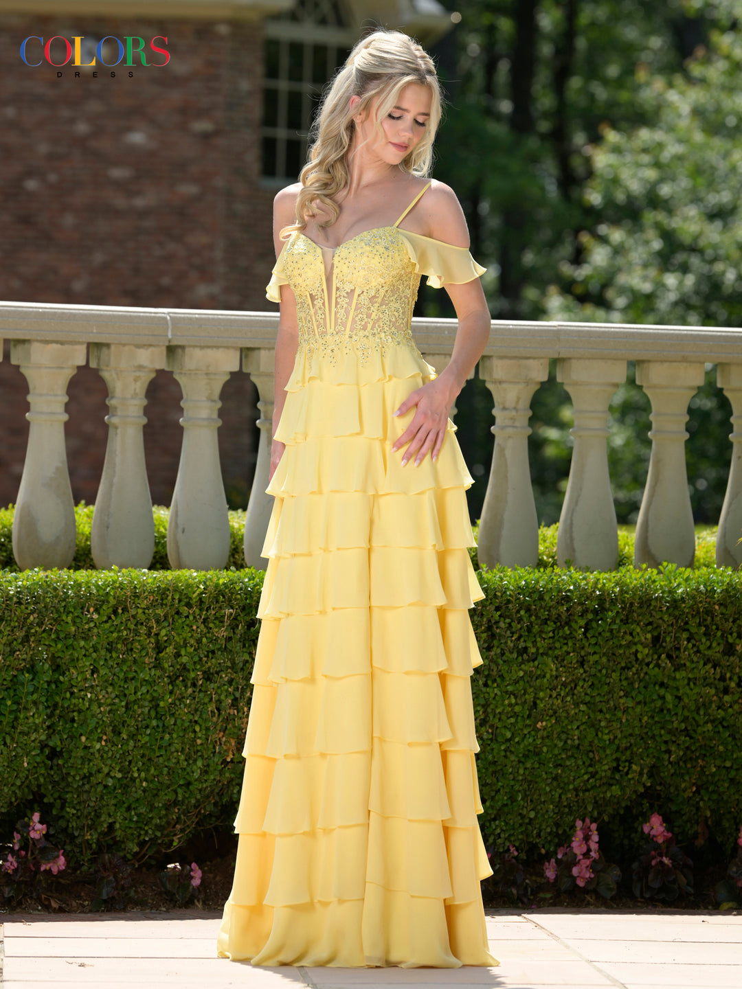 Colors Dress 3820 Beaded Lace Bodice Evening Gown