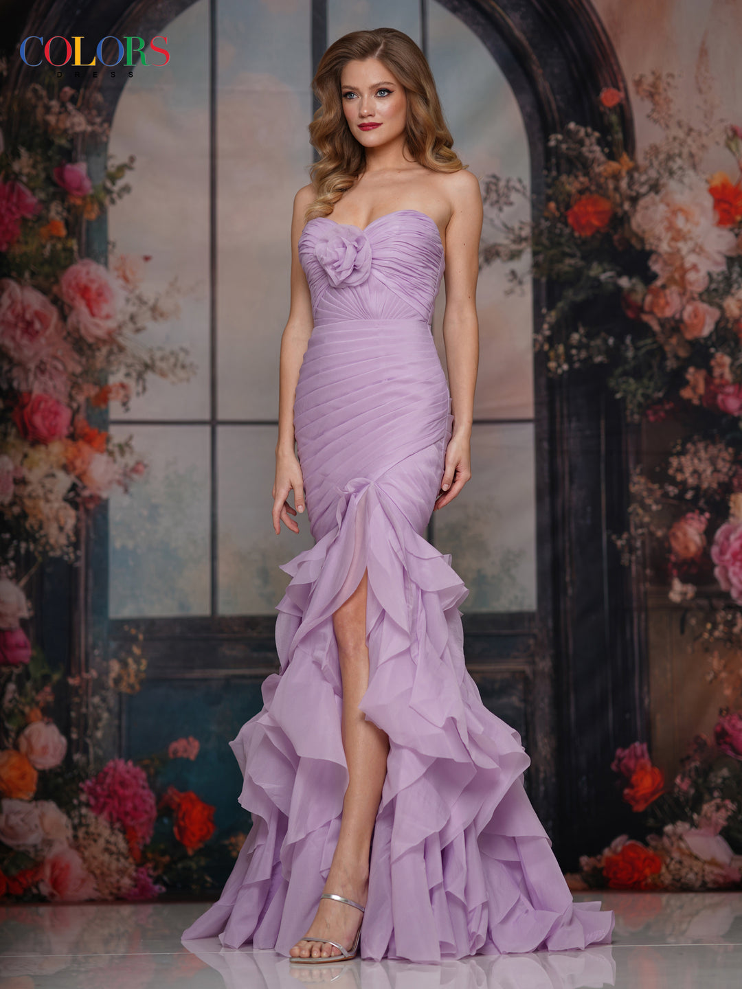 Colors Dress 3886 Strapless Ruffled Mermaid Evening Gown
