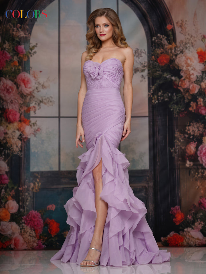 Colors Dress 3886 Strapless Ruffled Mermaid Evening Gown