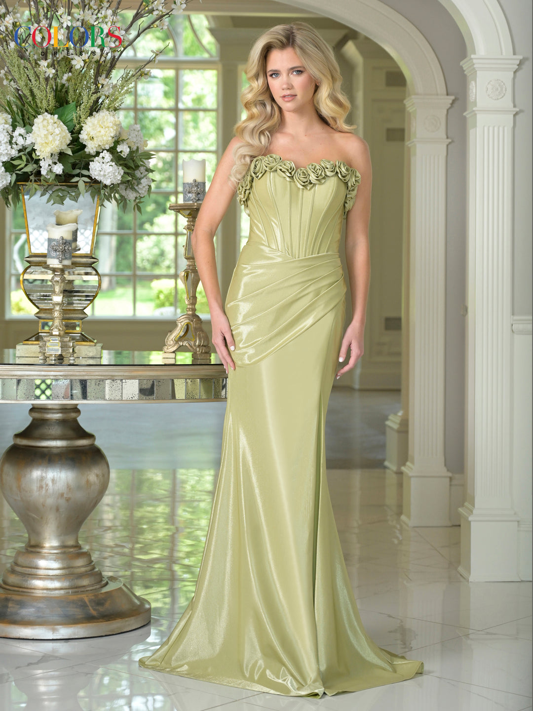 Colors Dress 3895 Evening Gown With Floral Neckline