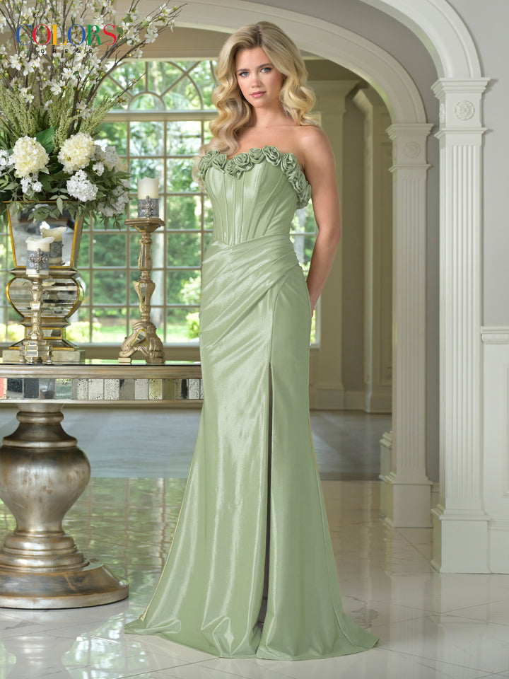Colors Dress 3895 Evening Gown With Floral Neckline