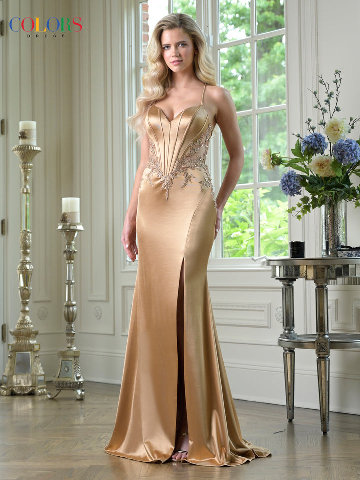 Colors Dress 3908 Lace-Up Back Evening Gown