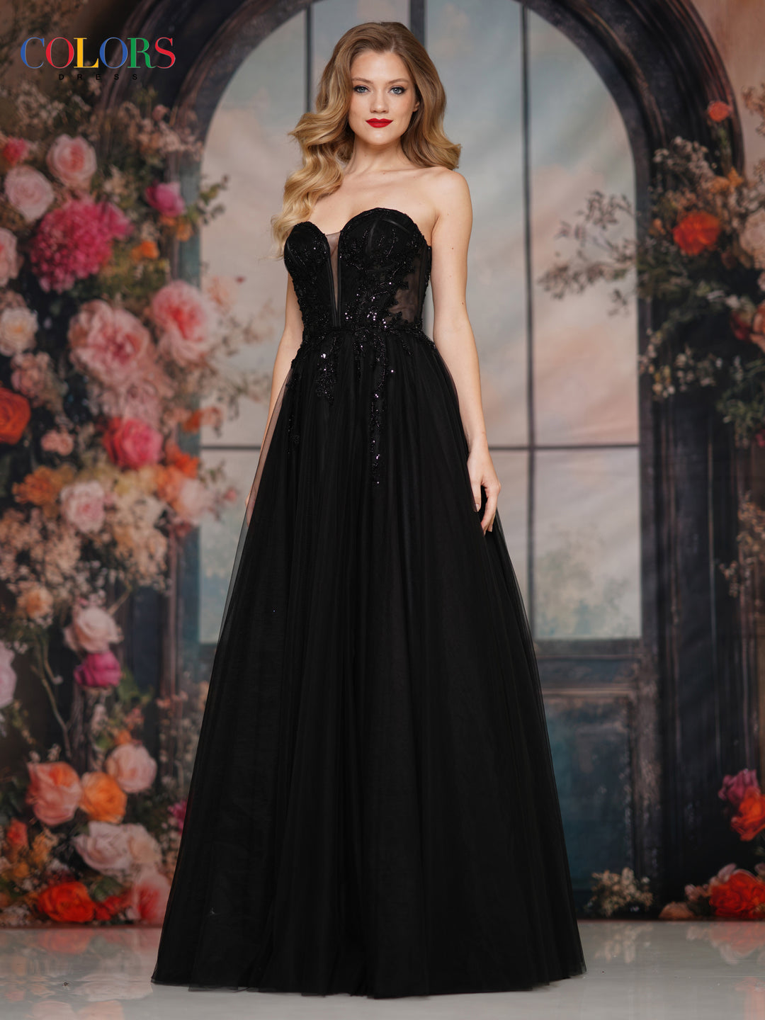 Colors Dress 3923 Plunging Sweetheart Neckline Evening Gown